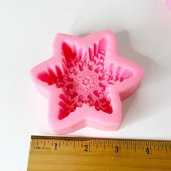 Silicone Mold Lot Of 3 Heart Snowflake Mould Wax Soap Chocolate Resin Clay - Picture 9 of 11